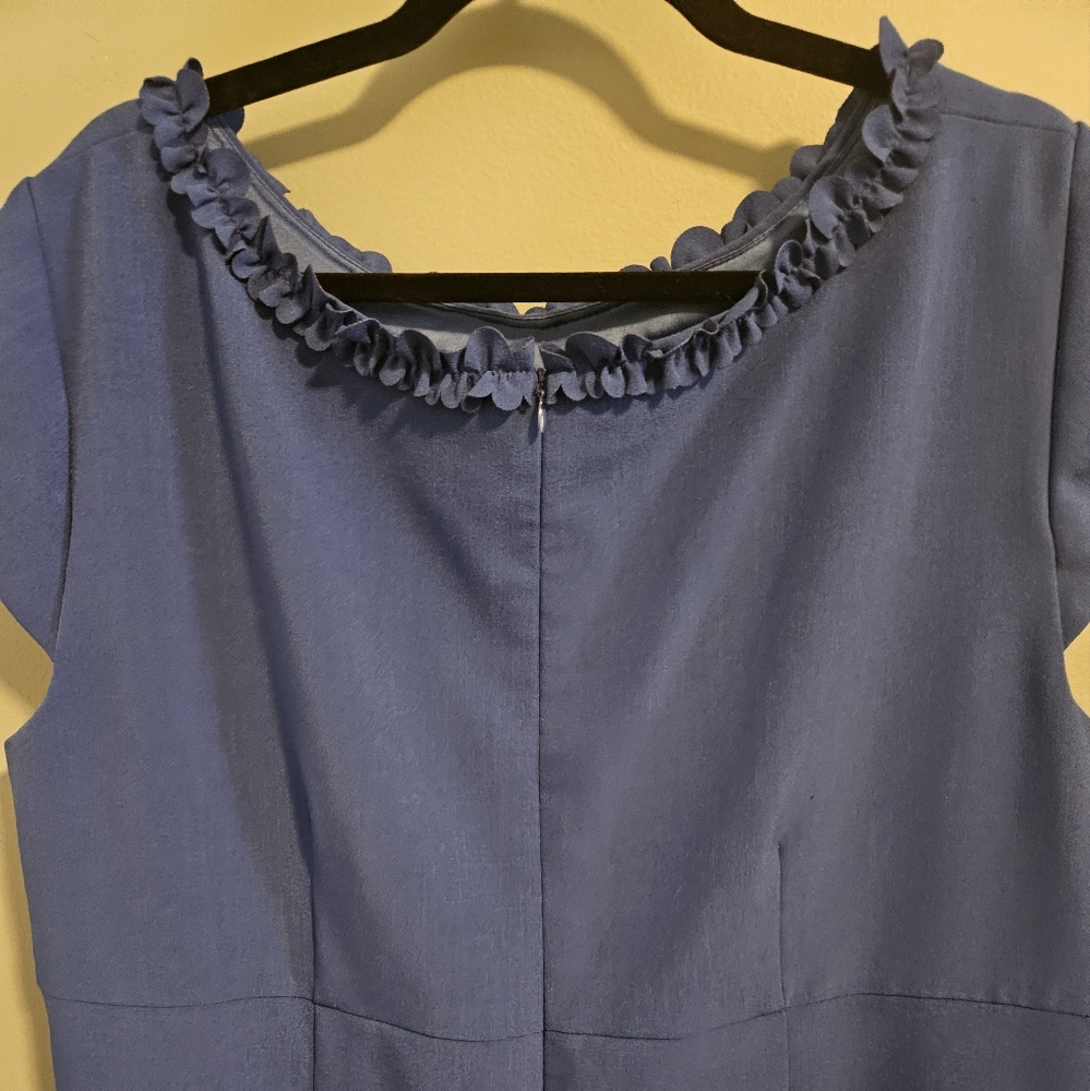 Blue Dress with Ruffled Neckline - Picture 3 of 4